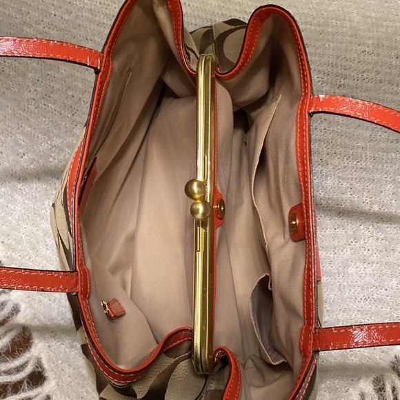Red & Tan Coach Purse - Picture 13 of 15